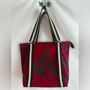 Rebecca Ray Blue Ribbon Red Brown Cream Horse Equestrian Canvas Tote Bag